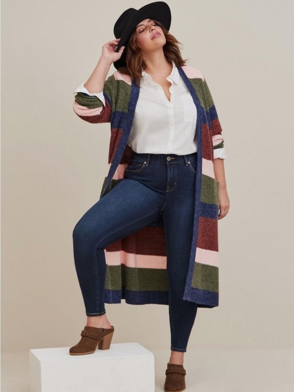 Torrid Striped Chunky Knit Cardigan
